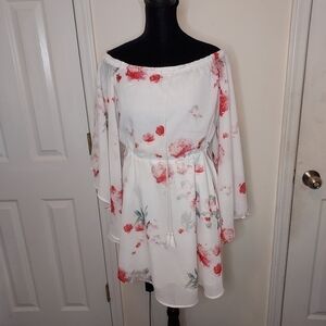 Tjd floral bell sleeves mini dress